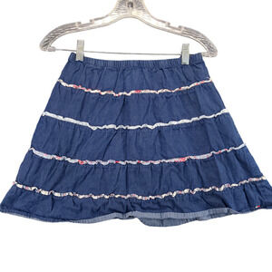 Tommy Hilfiger Denim Skirt Womens Size 12 Blue Floral Pattern